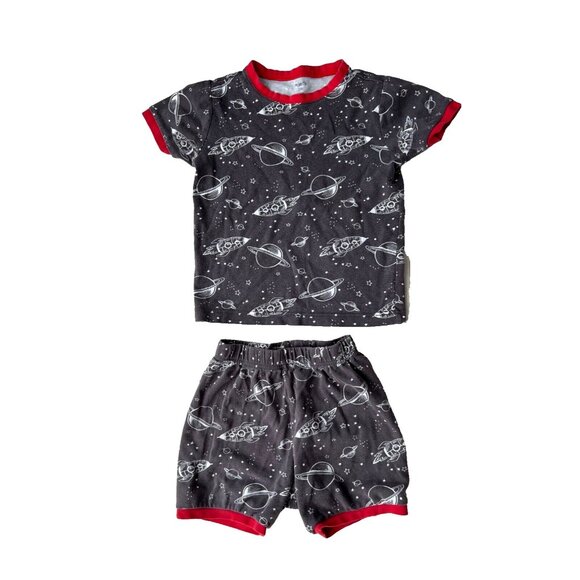 Pekkle Boys Pyjama Set Shirt & Shorts Planet Spaceship ( Sz 7-8 Yrs ) - Picture 1 of 1